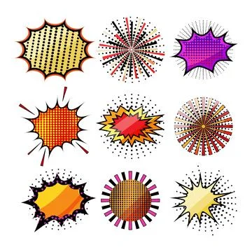 Comic book speech explosion effects graphic collection イラスト素材