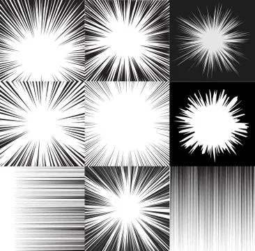 Comic book speed horizontal lines background set of four editable images Stock Illustration