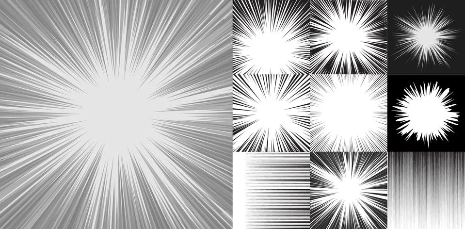 Comic book speed horizontal lines background set of ten editable images 스톡 일러스트