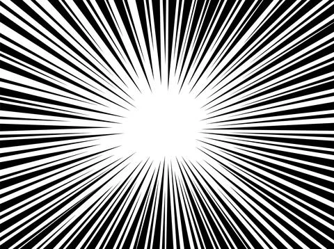 Comic book speed lines set, explosion effect. Abstract radial zoom speed light Stock Illustration