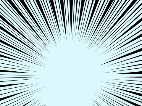 Comic book speed lines set, explosion effect. Abstract radial zoom speed light Stock Illustration