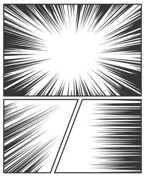 Comic book speed lines template with radial burst Stock Illustration