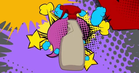Comic Book Spray Bottle animation Stock Footage 330277426