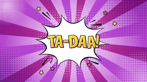 Comic book style animation with ta-daa text on a speech bubble with a rotat.. Stock Footage 332709211
