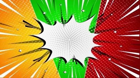 Comic book style background with central speech bubble and radial speed lines Stock Footage 346724691