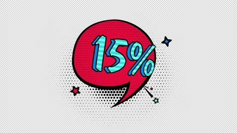 Comic book style banner, 15 percent discount, promotion banner, sale, alpha Stock Footage 227679531