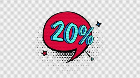Comic book style banner, 20 percent discount, promotion banner, sale, alpha Stock Footage 231301314