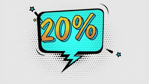 Comic book style banner, 20 percent discount, promotional banner, sale, disc Stock Footage 231301453
