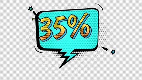 Comic book style banner, 35 percent discount, promotional banner, sale, disc Video stock 231851649