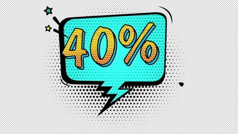 Comic book style banner, 40 percent discount, promotional banner, sale, disc Stock Footage 232385086