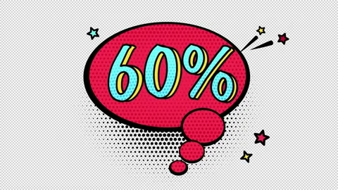 Comic book style banner, 60 percent discount, sale, discount, alpha channel Stock Footage 233327093