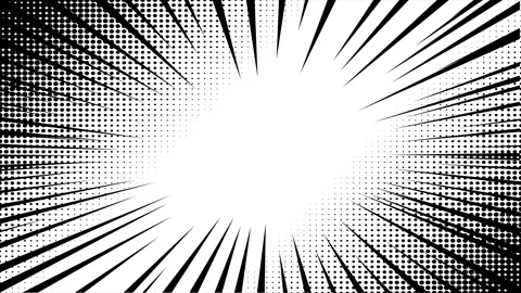 Comic book style black and white speed lines background with halftone dots Stock-Footage 346724725
