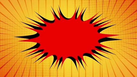 Comic Book Style Blank Speech Bubble with Explosive Burst and Halftone Dots Stock Footage 330959484