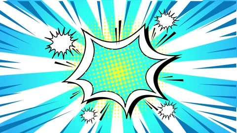 Comic book style blue explosion background with speech bubble for graphic d.. Stock Footage 346724747