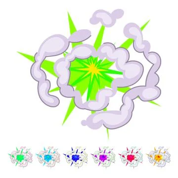 Comic book style bomb explosion detonating with smoke graphic Stock Illustration