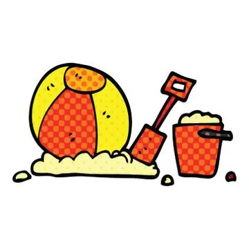 Comic book style cartoon beach objects イラスト素材