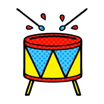 Comic book style cartoon beating drum Stock Illustration