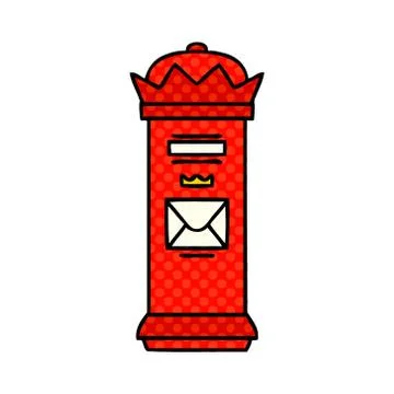 Comic book style cartoon british post box Illustrazione stock