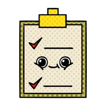 Comic book style cartoon check list Stock Illustration