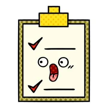 Comic book style cartoon check list Stock Illustration