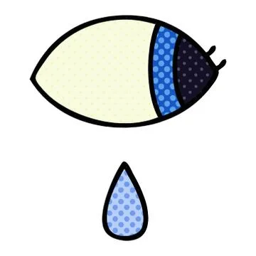 Comic book style cartoon crying eye looking to one side Stock Illustration