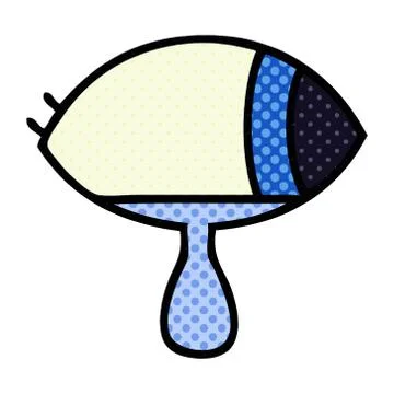 Comic book style cartoon crying eye looking to one side Stock Illustration