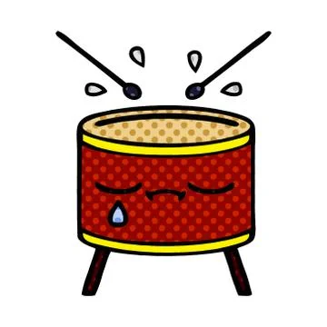 Comic book style cartoon crying drum Stock Illustration
