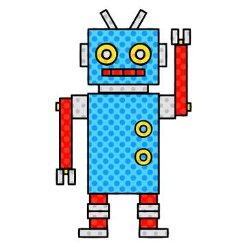 Comic book style cartoon dancing robot Stock Illustration