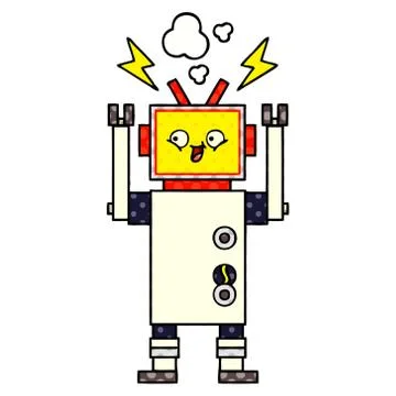Comic book style cartoon dancing robot Stock Illustration