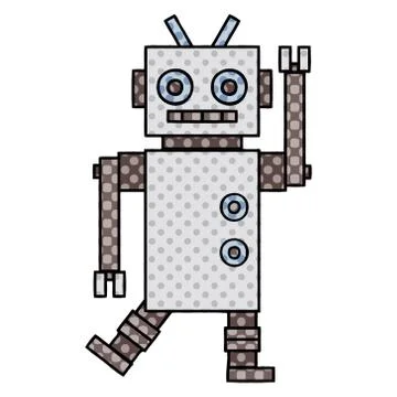 Comic book style cartoon dancing robot Stock Illustration
