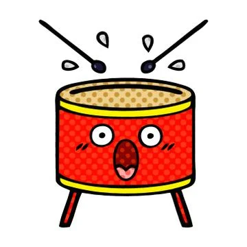 Comic book style cartoon drum Stock Illustration