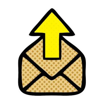 Comic book style cartoon envelope with arrow Illustrazione stock