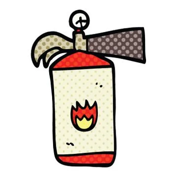 Comic book style cartoon fire extinguisher 스톡 일러스트