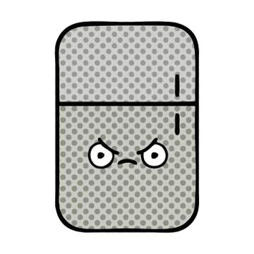 Comic book style cartoon fridge freezer Stock Illustration
