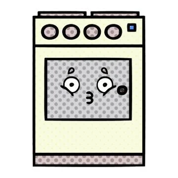 Comic book style cartoon kitchen oven Stock Illustration