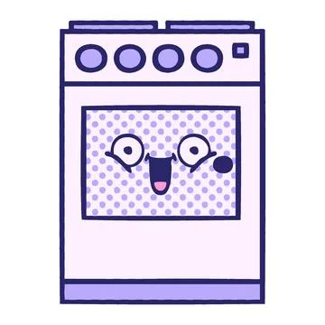 Comic book style cartoon of a kitchen oven in bright neon color Stock Illustration