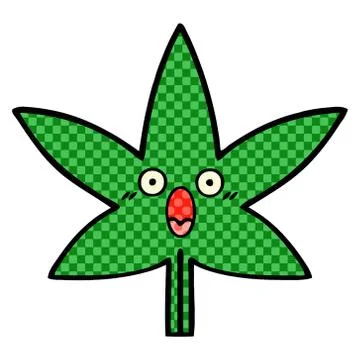 Comic book style cartoon marijuana leaf Stock Illustration