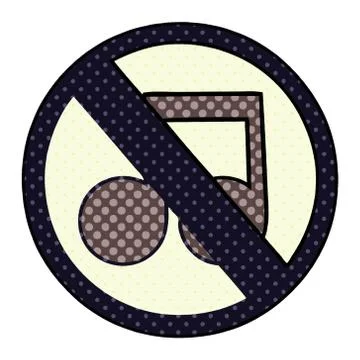 Comic book style cartoon no music allowed sign Stock Illustration