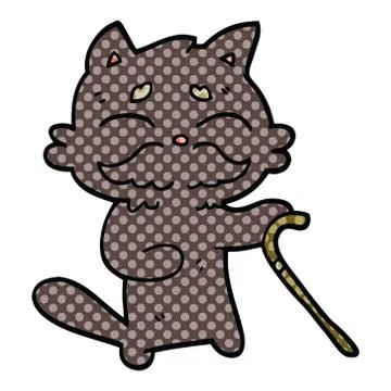 Comic book style cartoon old cat Stock Illustration