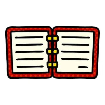 Comic book style cartoon open diary Illustrazione stock