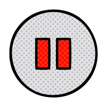 Comic book style cartoon pause button 스톡 일러스트