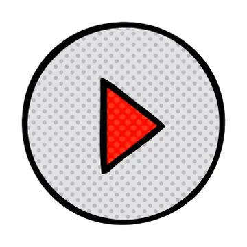 Comic book style cartoon play button Stock Illustration