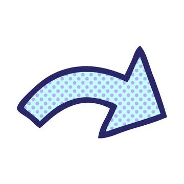 Comic book style cartoon of a pointing arrow in bright neon color Illustrazione stock