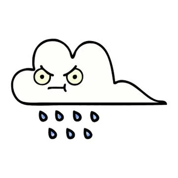 Comic book style cartoon rain cloud Stock Illustration