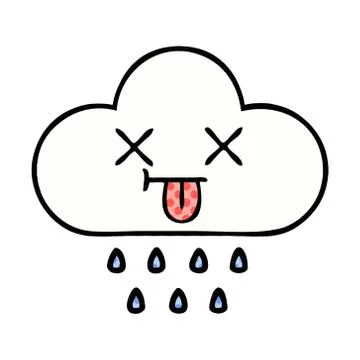 Comic book style cartoon rain cloud Stock Illustration