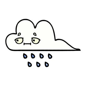 Comic book style cartoon rain cloud イラスト素材