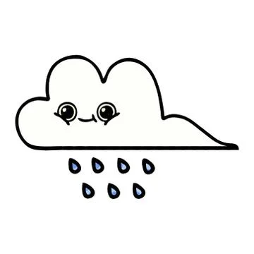 Comic book style cartoon rain cloud Stock Illustration