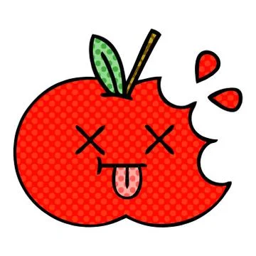 Comic book style cartoon red apple Stock Illustration