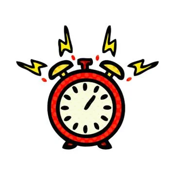 Comic book style cartoon ringing alarm clock Illustrazione stock