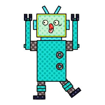 Comic book style cartoon robot Stock Illustration